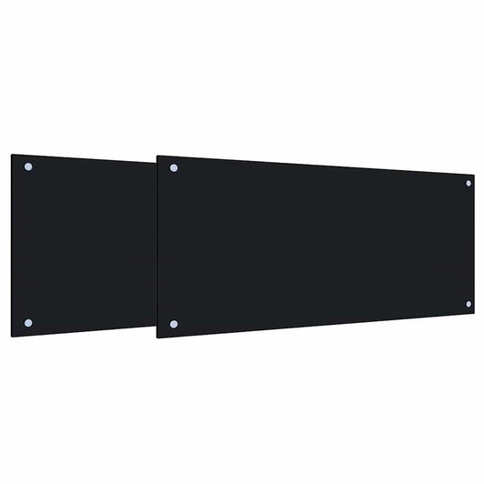 Vidaxl keuken spatscherm 2 pcs zwart 90 x 40 cm gehard glas