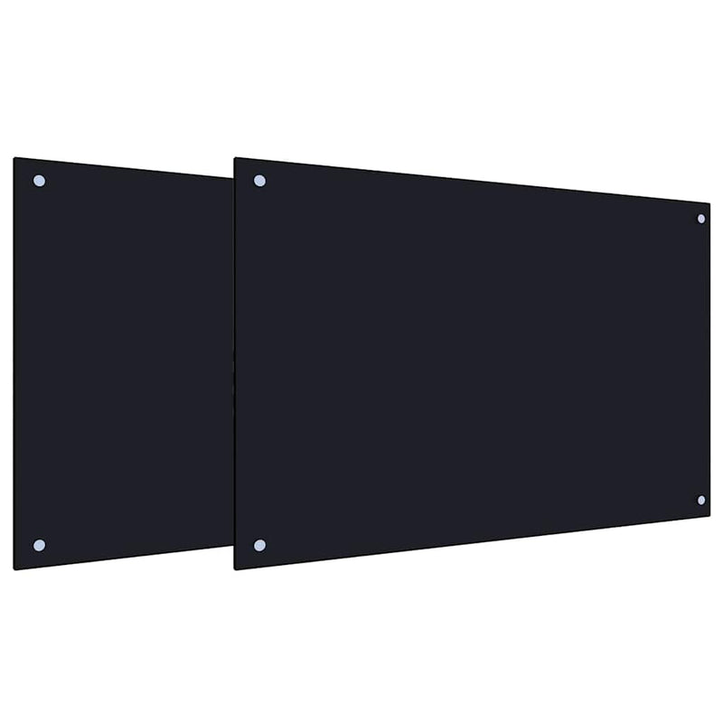 Afbeelding laden in galerijviewer, Vidaxl keuken spatscherm 2 pcs zwart 90 x 60 cm gehard glas
