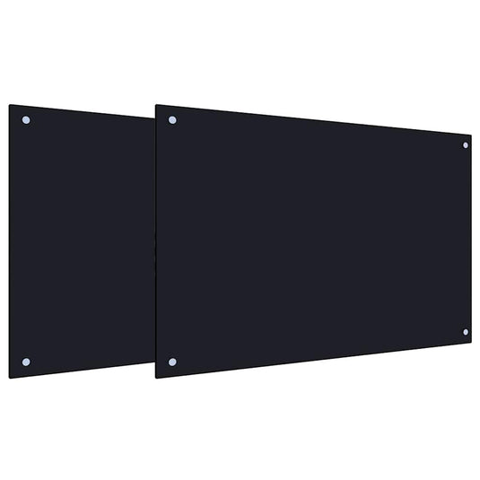 Vidaxl keuken spatscherm 2 pcs zwart 90 x 60 cm gehard glas