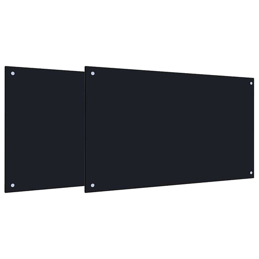 Vidaxl keuken spatscherm 2 pcs zwart 100 x 60 cm gehard glas