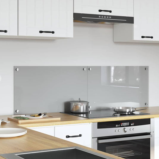 Vidaxl keukenachterwand 2 st lichtgrijs 70 x 40 cm gehard glas