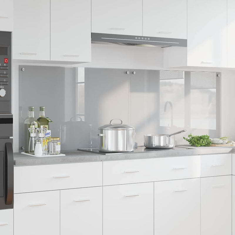 Afbeelding laden in galerijviewer, Vidaxl keuken spatscherm 2 pcs lichtgrijs 90 x 60 cm gehard glas
