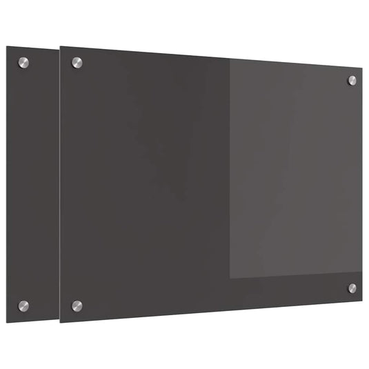 Vidaxl keuken spatscherm 2 pcs donkergrijs 70 x 50 cm gehard glas