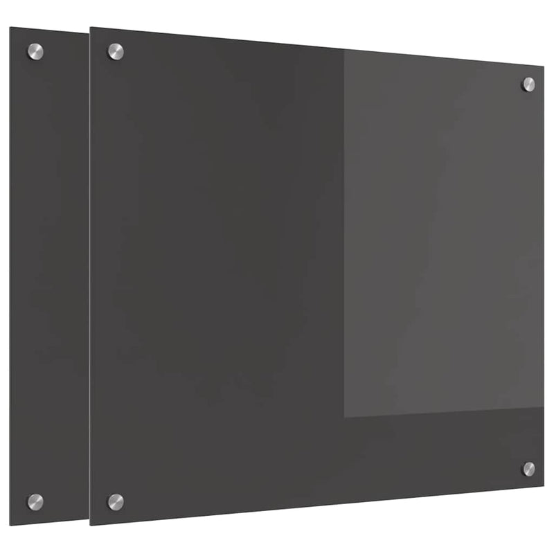 Afbeelding laden in galerijviewer, Vidaxl keuken spatscherm 2 pcs donkergrijs 70 x 60 cm gehard glas
