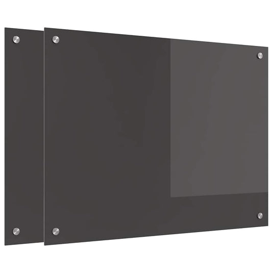 Vidaxl keuken spatscherm 2 pcs donkergrijs 80 x 60 cm gehard glas