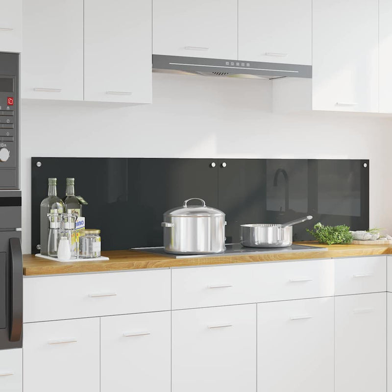 Afbeelding laden in galerijviewer, Vidaxl keuken spatscherm 2 pcs donkergrijs 90 x 40 cm gehard glas
