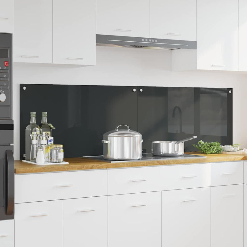 Afbeelding laden in galerijviewer, Vidaxl keuken spatscherm 2 pcs donkergrijs 90 x 50 cm gehard glas
