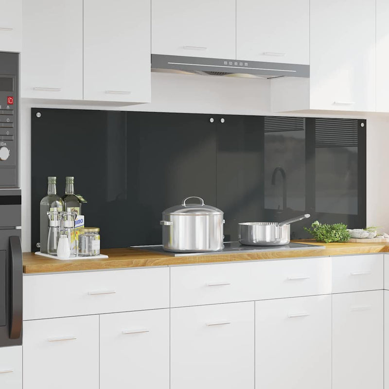 Afbeelding laden in galerijviewer, Vidaxl keuken spatscherm 2 pcs donkergrijs 90 x 60 cm gehard glas

