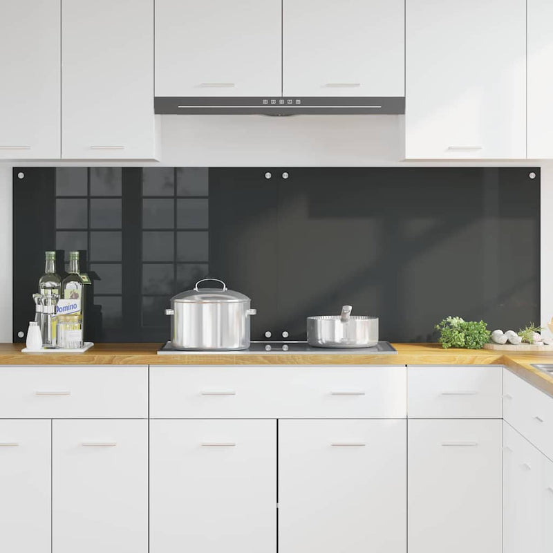 Afbeelding laden in galerijviewer, Vidaxl keuken spatscherm 2 pcs donkergrijs 90 x 60 cm gehard glas
