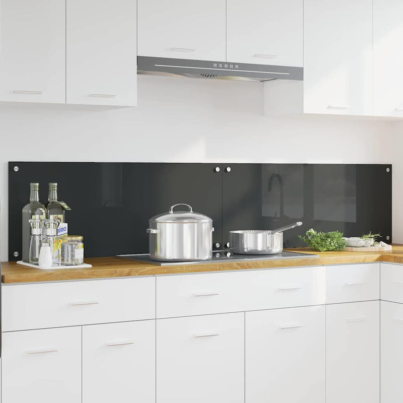 Afbeelding laden in galerijviewer, Vidaxl keuken spatscherm 2 pcs donkergrijs 100 x 40 cm gehard glas
