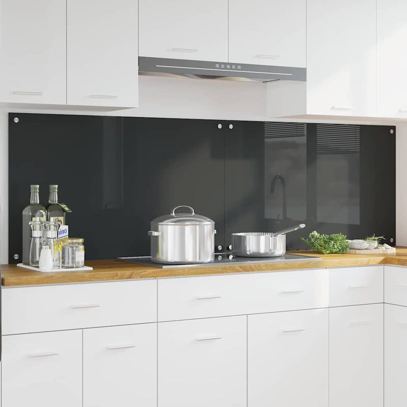 Afbeelding laden in galerijviewer, Vidaxl keuken spatscherm 2 pcs donkergrijs 100 x 60 cm gehard glas
