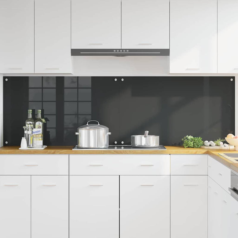 Afbeelding laden in galerijviewer, Vidaxl keuken spatscherm 2 pcs donkergrijs 100 x 60 cm gehard glas
