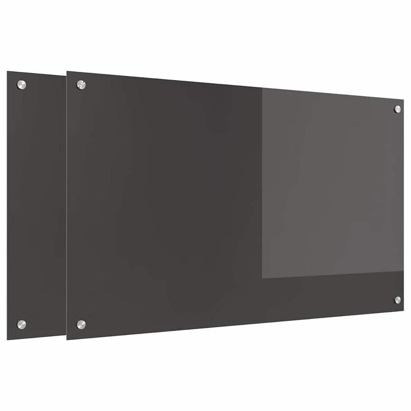Afbeelding laden in galerijviewer, Vidaxl keuken spatscherm 2 pcs donkergrijs 100 x 60 cm gehard glas
