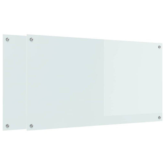 Vidaxl keuken spatscherm 2 pcs wit 110 x 60 cm gehard glas