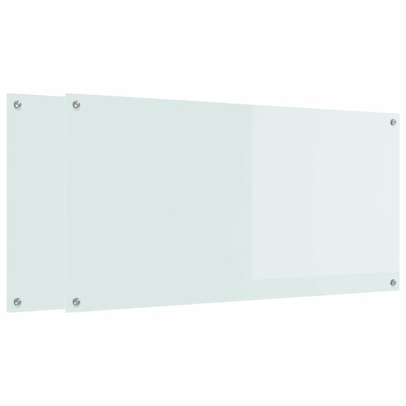 Afbeelding laden in galerijviewer, Vidaxl keuken spatscherm 2 pcs wit 120 x 60 cm gehard glas
