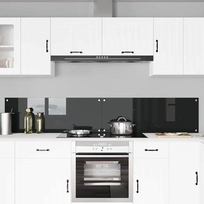 Afbeelding laden in galerijviewer, Vidaxl keuken spatscherm 2 pcs zwart 110 x 40 cm gehard glas
