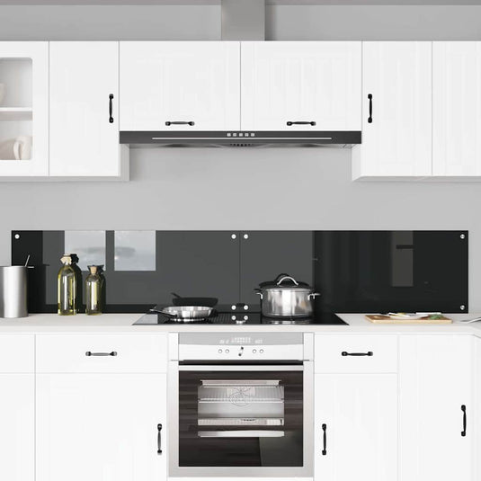 Vidaxl keuken spatscherm 2 pcs zwart 110 x 40 cm gehard glas
