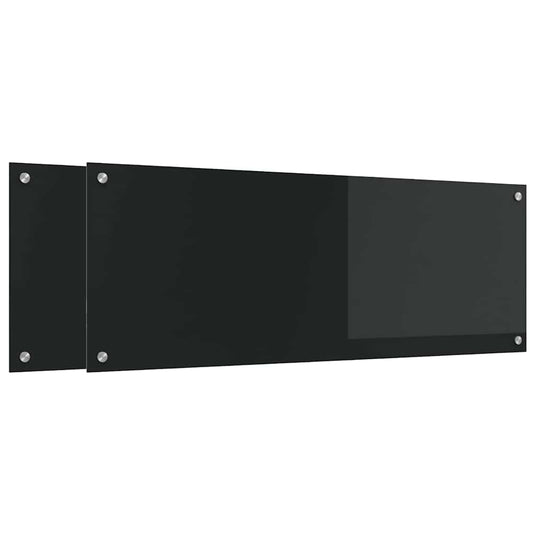 Vidaxl keuken spatscherm 2 pcs zwart 110 x 40 cm gehard glas