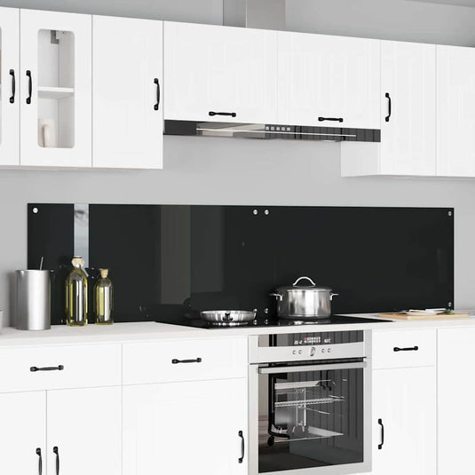 Vidaxl keuken spatscherm 2 pcs zwart 110 x 50 cm gehard glas