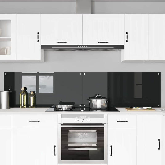Vidaxl keuken spatscherm 2 pcs zwart 110 x 50 cm gehard glas