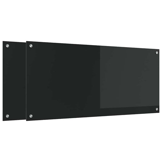 Vidaxl keuken spatscherm 2 pcs zwart 110 x 50 cm gehard glas