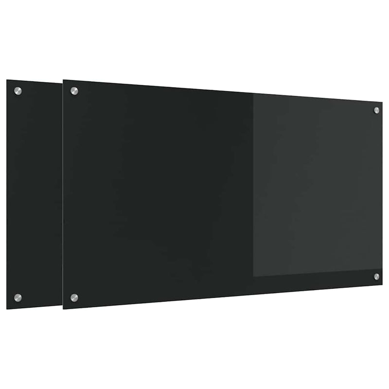Chargez l'image dans la visionneuse de la galerie, Vidaxl keuken spatscherm 2 pcs zwart 110 x 60 cm gehard glas

