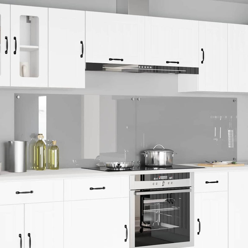 Afbeelding laden in galerijviewer, Vidaxl keuken spatscherm 2 pcs lichtgrijs 110 x 60 cm gehard glas
