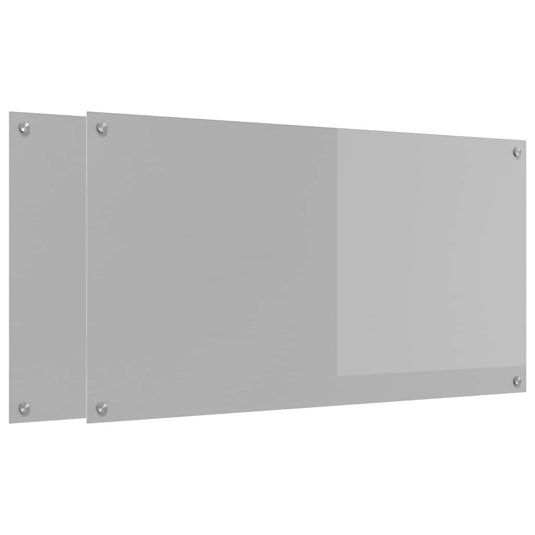 Vidaxl keuken spatscherm 2 pcs lichtgrijs 110 x 60 cm gehard glas