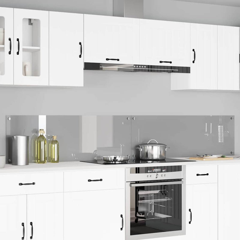 Afbeelding laden in galerijviewer, Vidaxl keuken spatscherm 2 pcs lichtgrijs 120 x 40 cm gehard glas
