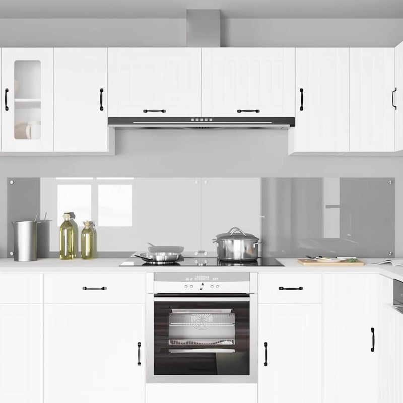 Afbeelding laden in galerijviewer, Vidaxl keuken spatscherm 2 pcs lichtgrijs 120 x 50 cm gehard glas
