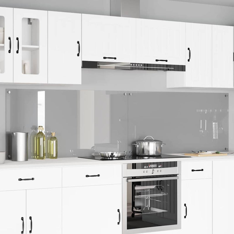 Afbeelding laden in galerijviewer, Vidaxl keuken spatscherm 2 pcs lichtgrijs 120 x 60 cm gehard glas
