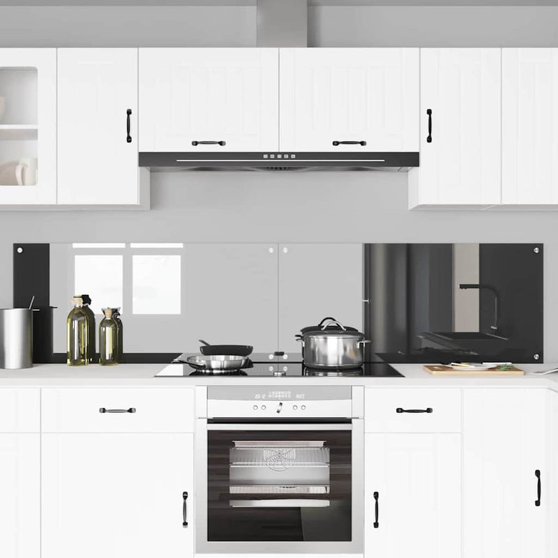 Afbeelding laden in galerijviewer, Vidaxl keuken spatscherm 2 pcs donkergrijs 110 x 50 cm gehard glas
