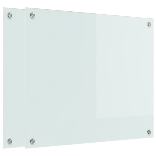 Vidaxl keuken achterwand 2 pcs wit 70 x 60 cm gehard glas