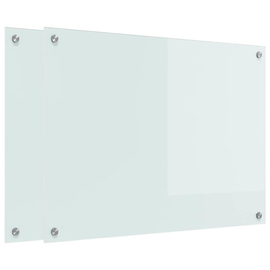 Vidaxl keuken achterwand 2 pcs wit 80 x 60 cm gehard glas