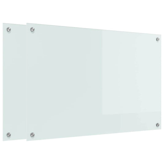 Vidaxl keuken achterwand 2 pcs wit 90 x 60 cm gehard glas