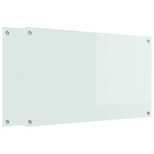 Vidaxl keuken achterwand 2 pcs wit 100 x 60 cm gehard glas