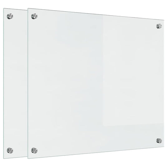 Vidaxl keuken achterwand 2 pcs doorzichtig 70 x 60 cm gehard glas