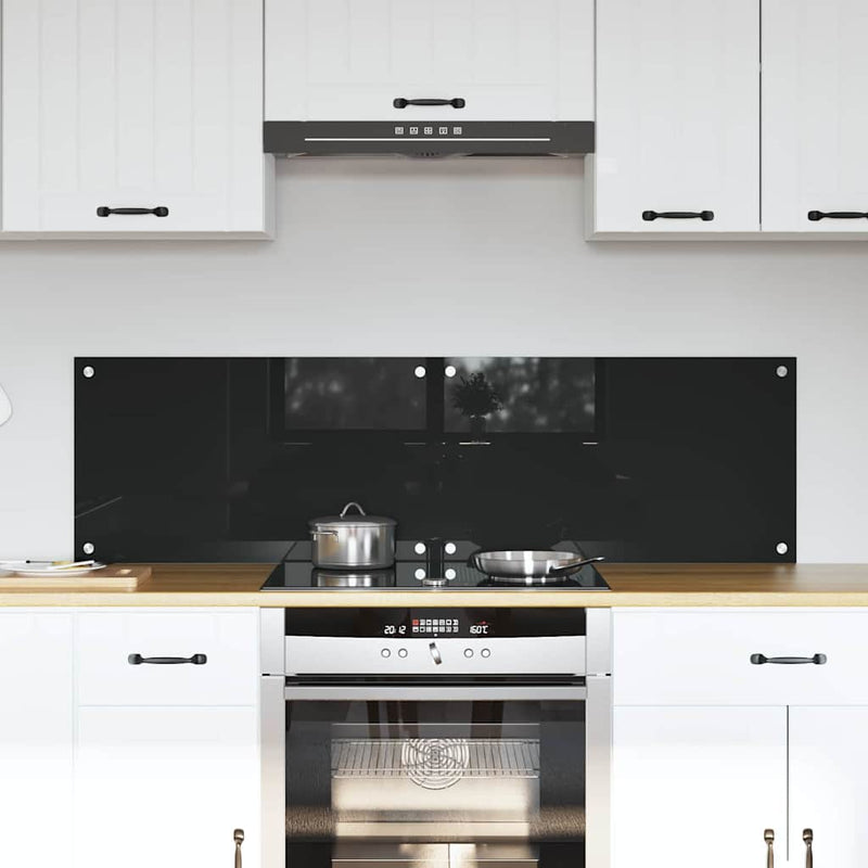 Afbeelding laden in galerijviewer, Vidaxl keuken achterwand 2 pcs zwart 70 x 40 cm gehard glas
