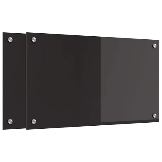 Vidaxl keuken achterwand 2 pcs zwart 70 x 40 cm gehard glas