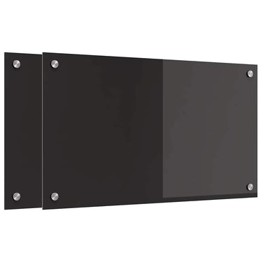 Vidaxl keuken achterwand 2 pcs zwart 70 x 40 cm gehard glas