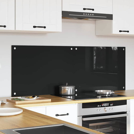 Vidaxl keuken achterwand 2 pcs zwart 70 x 50 cm gehard glas