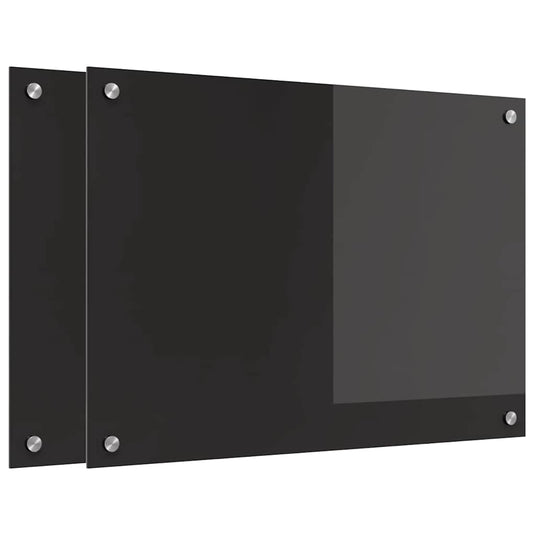 Vidaxl keuken achterwand 2 pcs zwart 70 x 50 cm gehard glas
