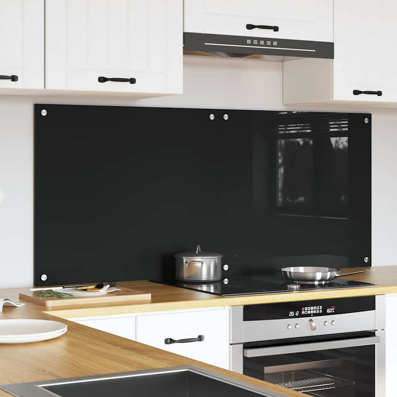 Afbeelding laden in galerijviewer, Vidaxl keuken achterwand 2 pcs zwart 70 x 60 cm gehard glas
