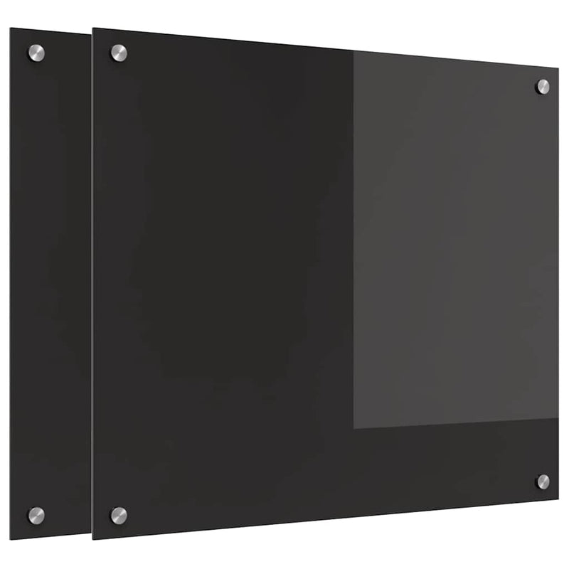 Afbeelding laden in galerijviewer, Vidaxl keuken achterwand 2 pcs zwart 70 x 60 cm gehard glas
