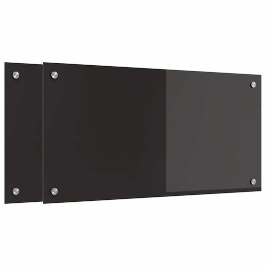 Vidaxl keuken achterwand 2 pcs zwart 80 x 40 cm gehard glas