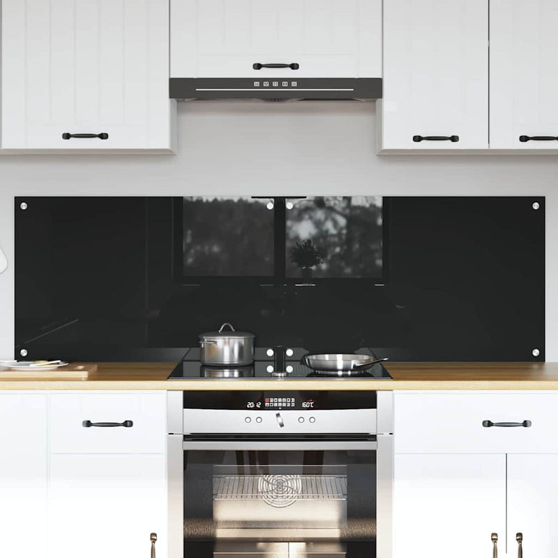 Afbeelding laden in galerijviewer, Vidaxl keuken achterwand 2 pcs zwart 80 x 50 cm gehard glas
