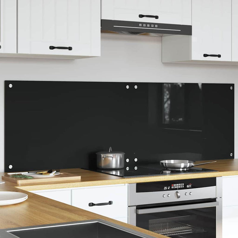 Afbeelding laden in galerijviewer, Vidaxl keuken achterwand 2 pcs zwart 80 x 50 cm gehard glas
