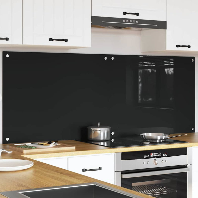 Afbeelding laden in galerijviewer, Vidaxl keuken achterwand 2 pcs zwart 80 x 60 cm gehard glas
