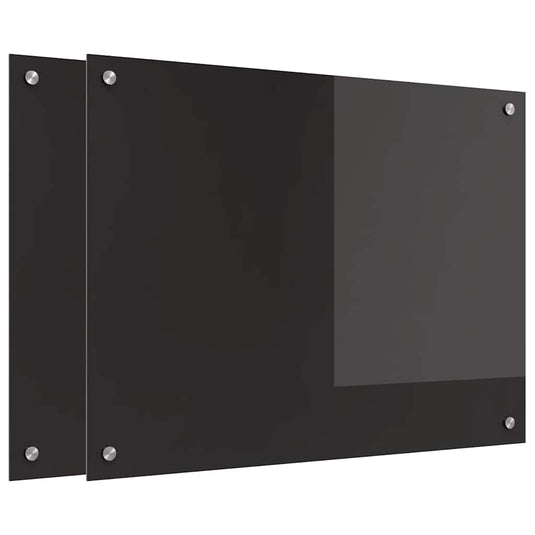 Vidaxl keuken achterwand 2 pcs zwart 80 x 60 cm gehard glas