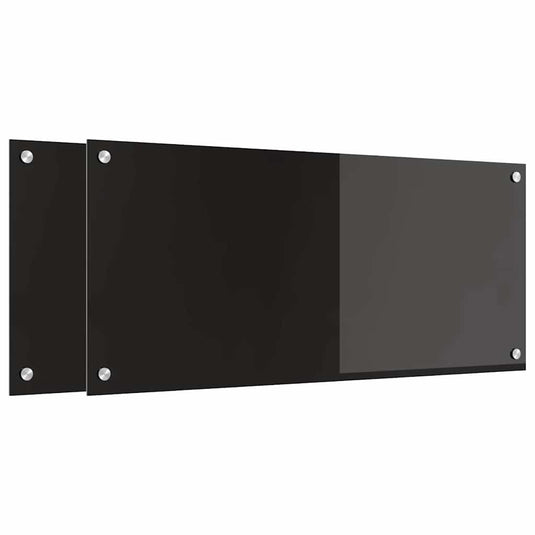 Vidaxl keuken achterwand 2 pcs zwart 90 x 40 cm gehard glas